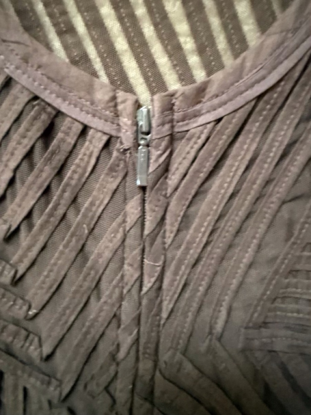 Chico's Textured Pleat-Front Zip Jacket in Taupe Brown